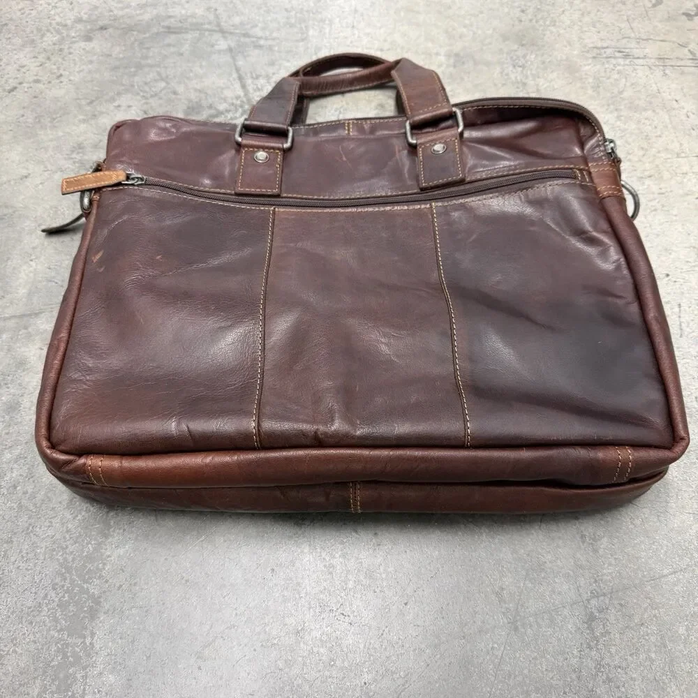 VTG Jack Georges Leather Briefcase Messenger Bag 16x13